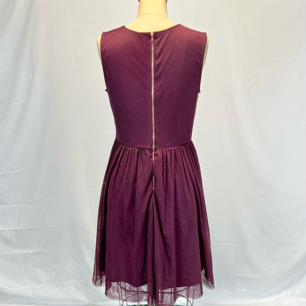 Woodland wildflower embroidered floral midi dress sheer earthy burgundy wine y2k - Picture 8 of 14